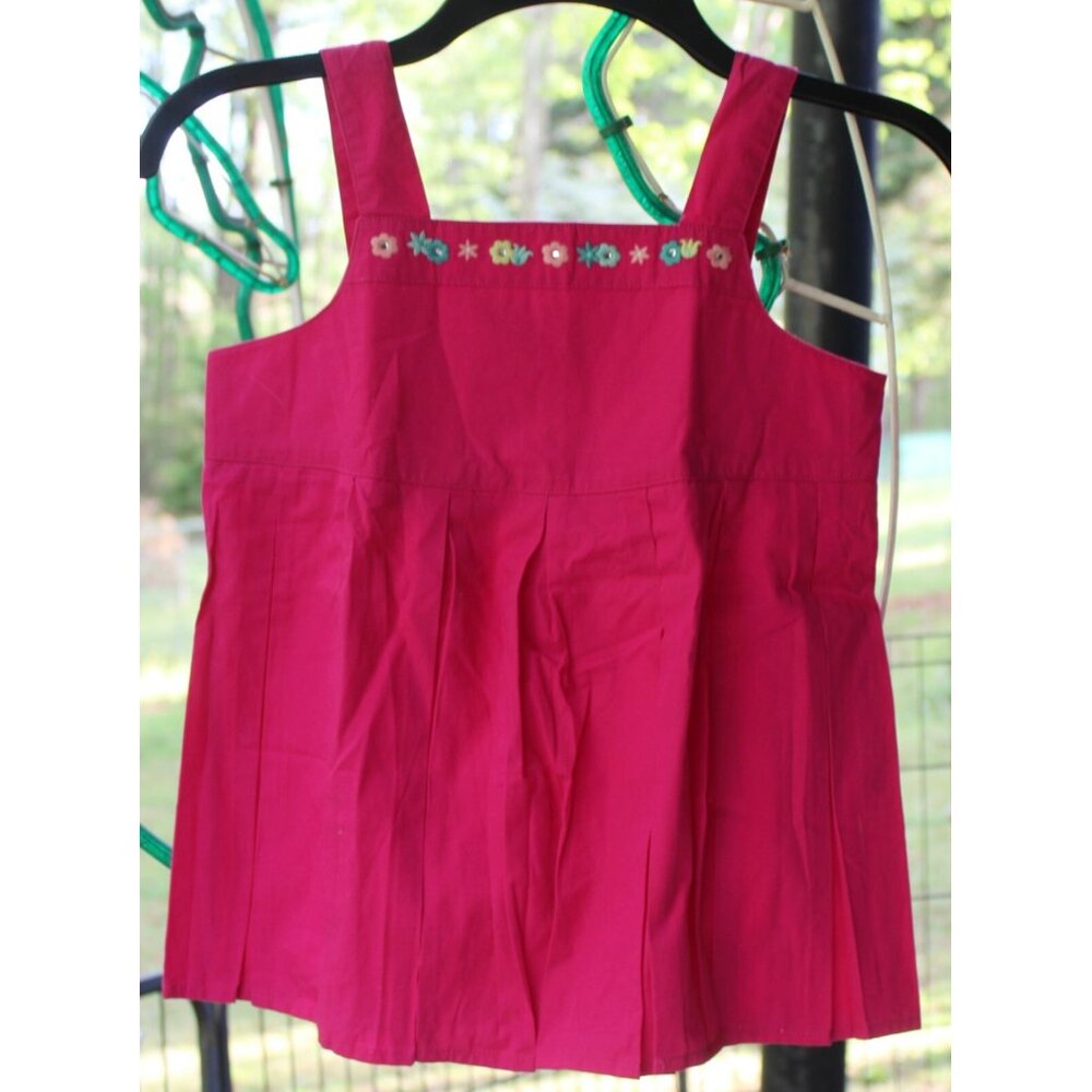 NEW 2007 Gymboree Candy Apple Pink Shirt sz 9 Pleated Tank Top Flower Rhinestone